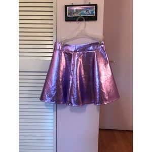 Nasty Gal Metallic Purple Skater Skirt